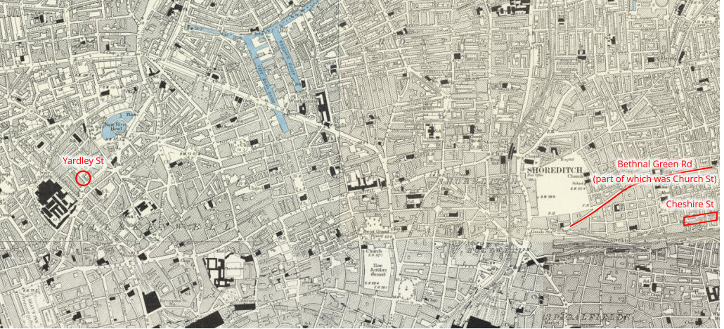 Cheshire St Yardley St Bethnal Green Rd (part of which was Church St)