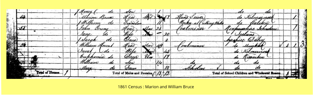1861 Census : Marion and William Bruce