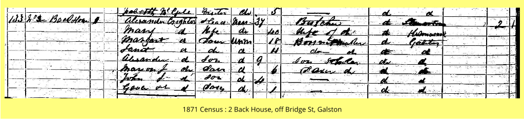 1871 Census : 2 Back House, off Bridge St, Galston