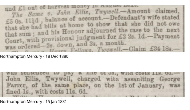 Northampton Mercury - 18 Dec 1880 Northampton Mercury - 15 Jan 1881
