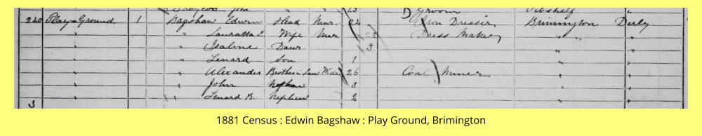1881 Census : Edwin Bagshaw : Play Ground, Brimington