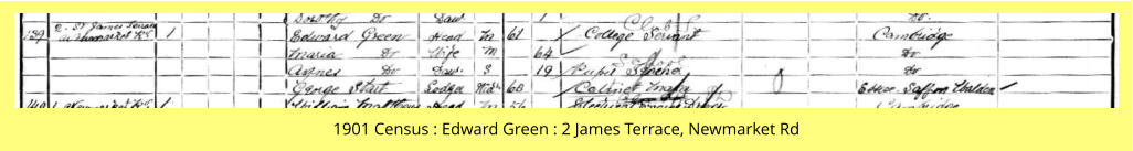 1901 Census : Edward Green : 2 James Terrace, Newmarket Rd