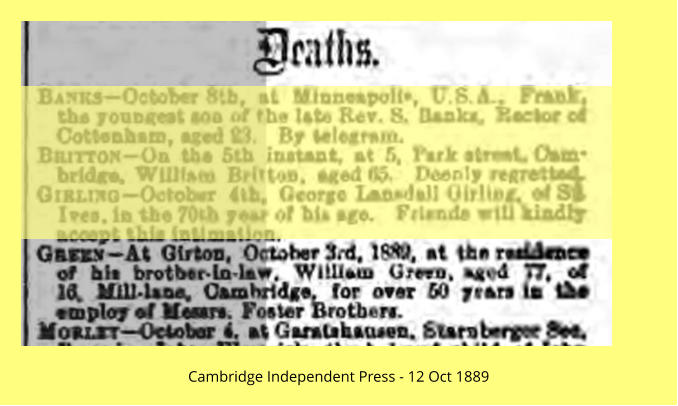 Cambridge Independent Press - 12 Oct 1889
