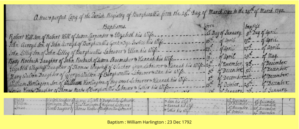 Baptism : William Harlington : 23 Dec 1792