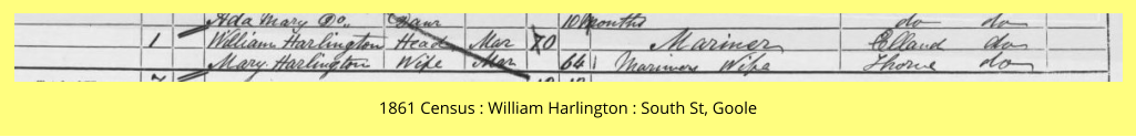 1861 Census : William Harlington : South St, Goole