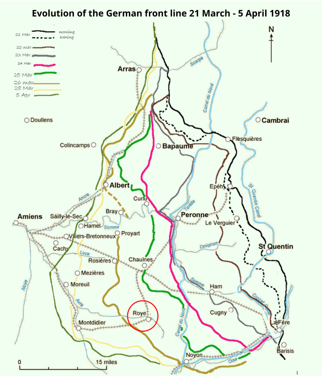 Evolution of the German front line 21 March - 5 April 1918