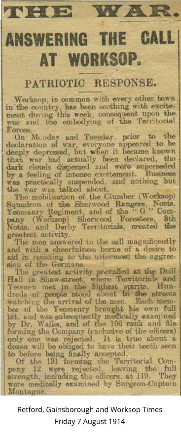 Retford, Gainsborough and Worksop Times Friday 7 August 1914