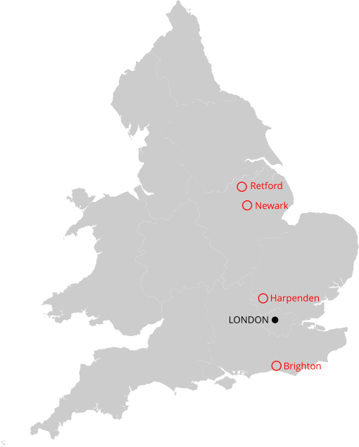 Newark Retford Harpenden Brighton LONDON