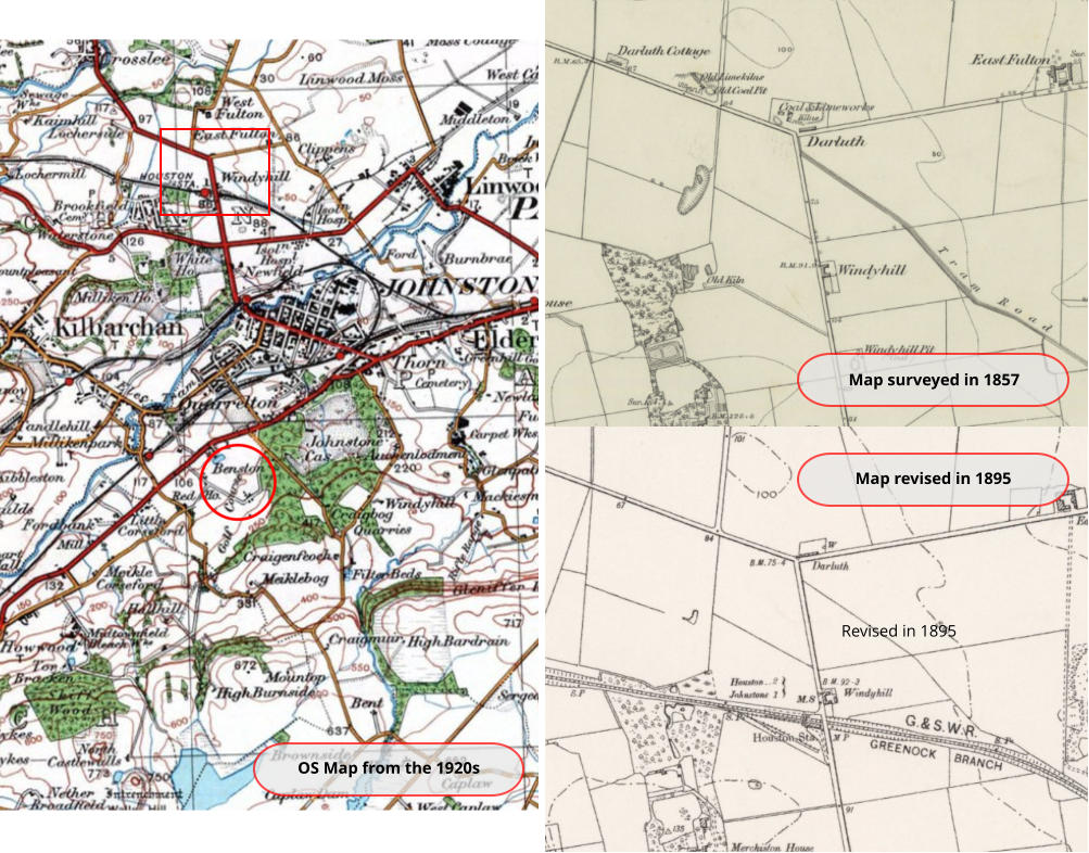 Map surveyed in 1857 Revised in 1895 Map revised in 1895 OS Map from the 1920s