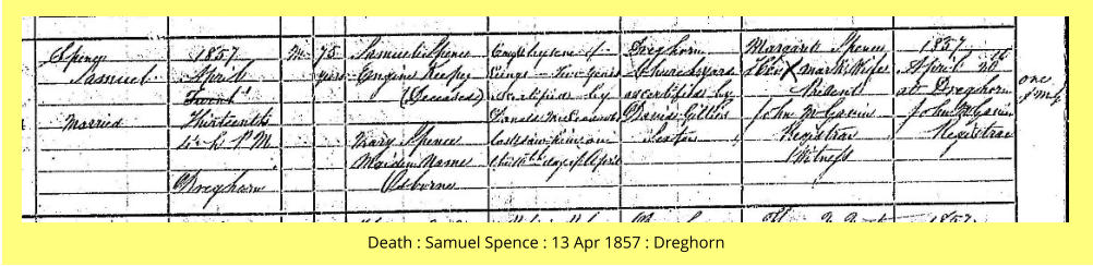 Death : Samuel Spence : 13 Apr 1857 : Dreghorn