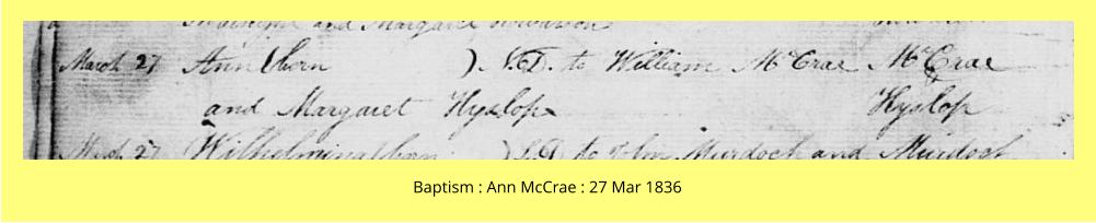 Baptism : Ann McCrae : 27 Mar 1836