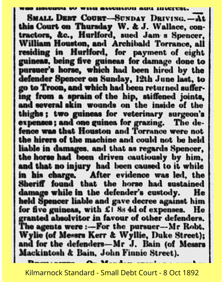 Kilmarnock Standard - Small Debt Court - 8 Oct 1892