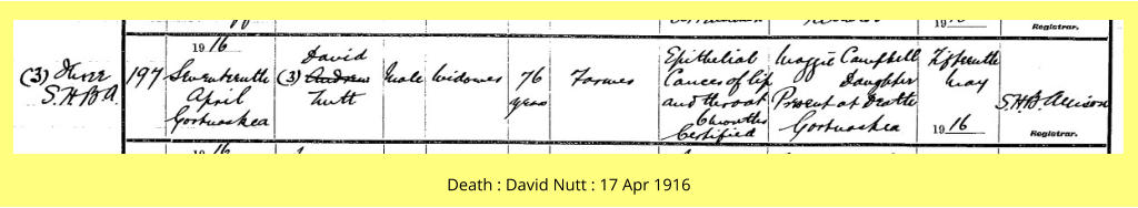 Death : David Nutt : 17 Apr 1916