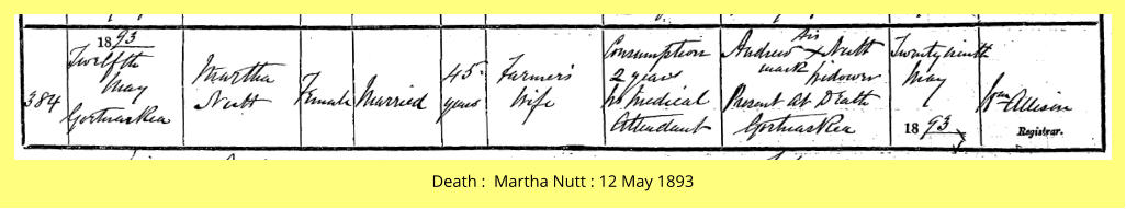 Death :  Martha Nutt : 12 May 1893
