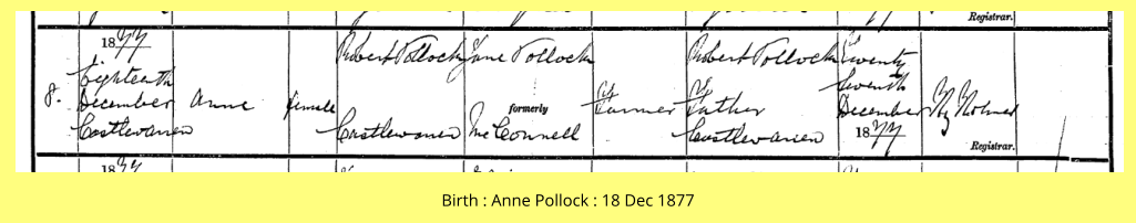 Birth : Anne Pollock : 18 Dec 1877
