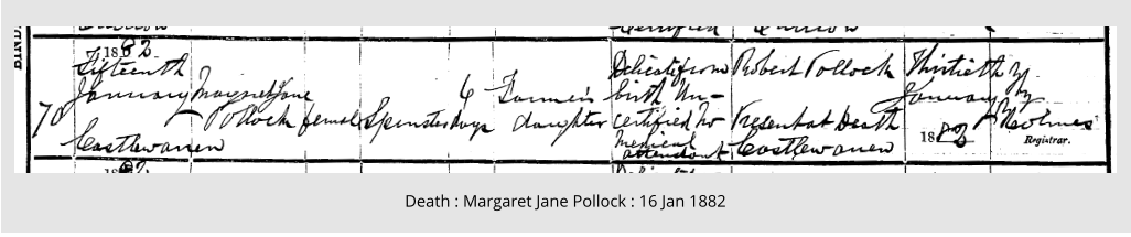 Death : Margaret Jane Pollock : 16 Jan 1882