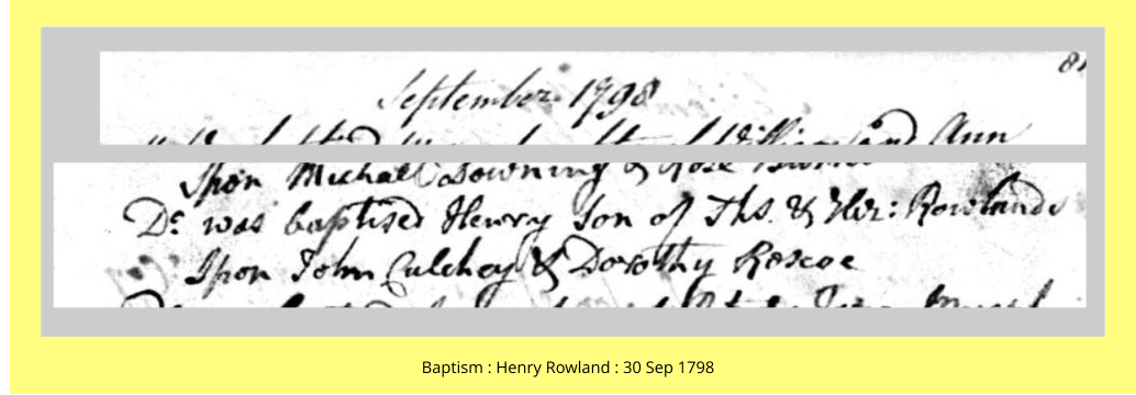 Baptism : Henry Rowland : 30 Sep 1798