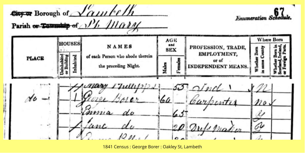 1841 Census : George Borer : Oakley St, Lambeth
