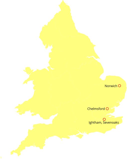 Chelmsford Ightham, Sevenoaks Norwich