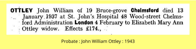 Probate : John William Ottley : 1943