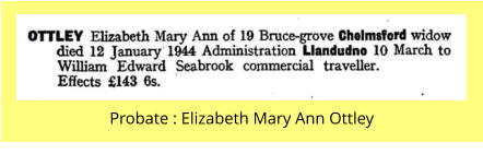 Probate : Elizabeth Mary Ann Ottley