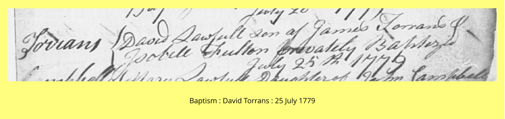 Baptism : David Torrans : 25 July 1779