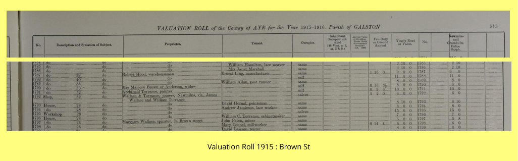 Valuation Roll 1915 : Brown St