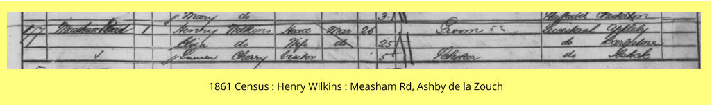 1861 Census : Henry Wilkins : Measham Rd, Ashby de la Zouch