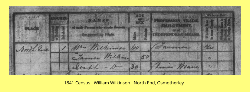 1841 Census : William Wilkinson : North End, Osmotherley