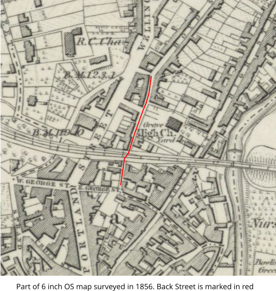 Part of 6 inch OS map surveyed in 1856. Back Street is marked in red